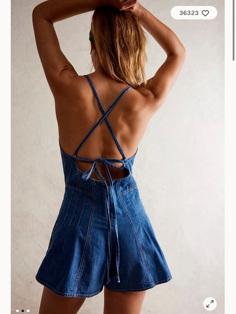 Free people: Denim Halter Romper - Blue - Picture 2 of 4